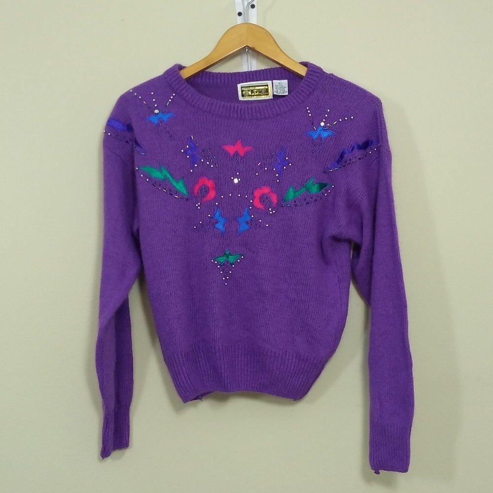 Retro Anytime GLITZ Embellished Sweater L